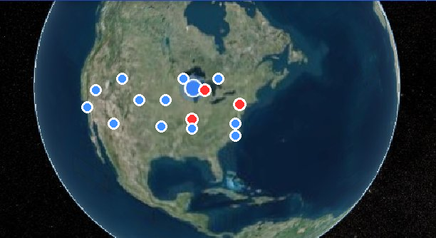 Live tournament map with city pins